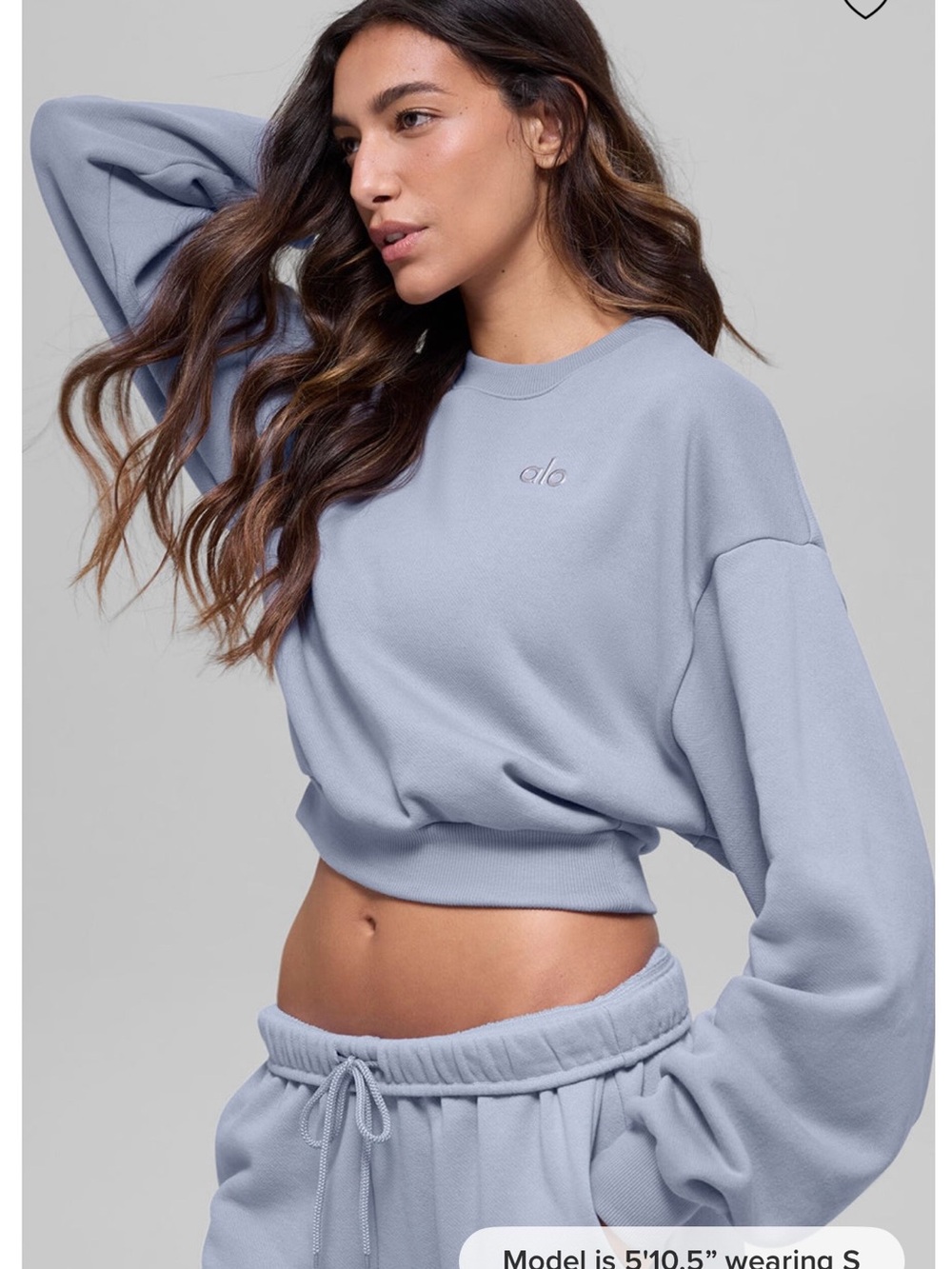 ALO Yoga Winter Frost Cropped Crewneck Sweatshirt (Authentic)
